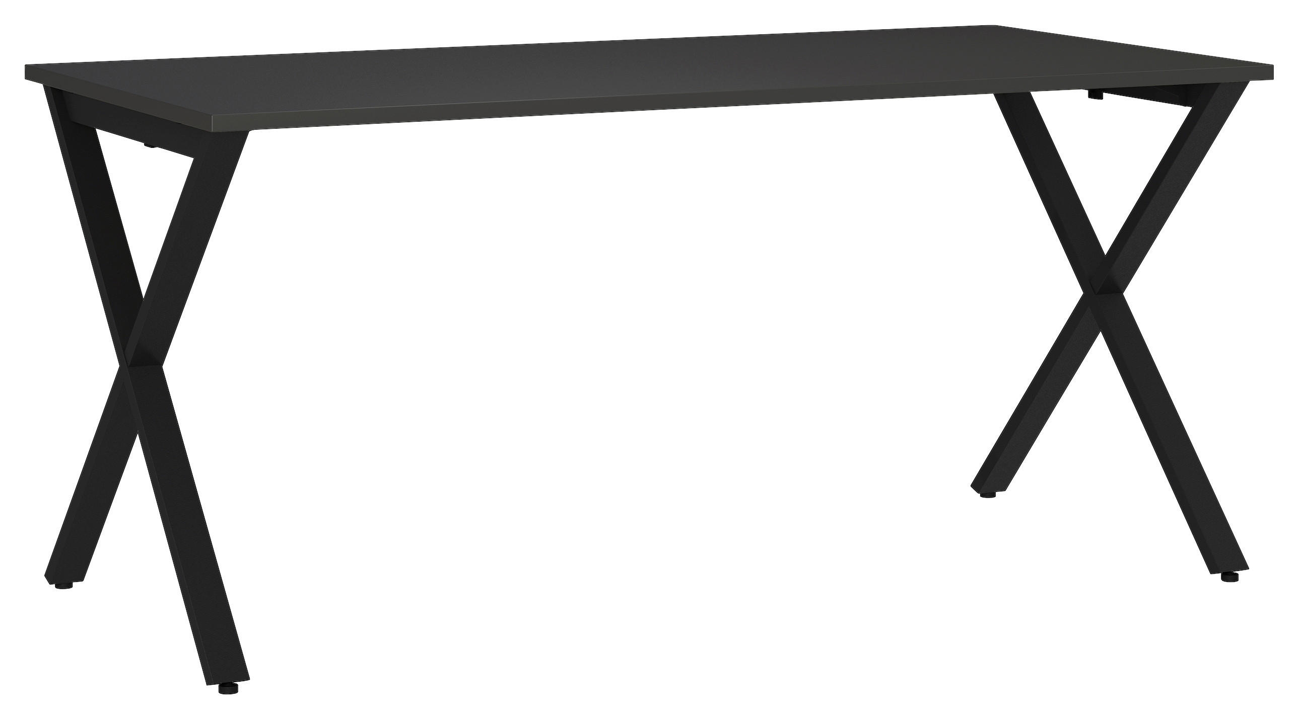 SCHREIBTISCH 160/80/75 cm Graphitfarben, Schwarz in verschiedenen Holz-Dekoren erhältlich, justierbare Füße  - Graphitfarben/Schwarz, MODERN, Holzwerkstoff/Metall (160/80/75cm) - Novel