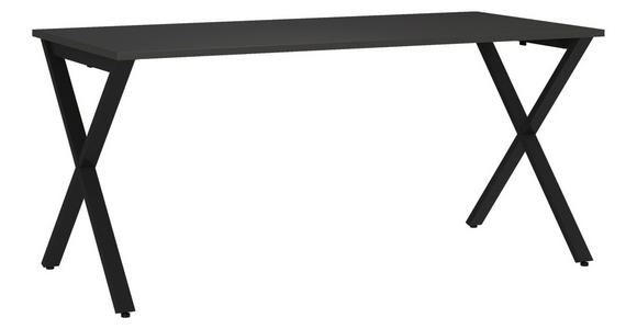 SCHREIBTISCH 160/80/75 cm  in Graphitfarben, Schwarz  - Graphitfarben/Schwarz, MODERN, Holzwerkstoff/Metall (160/80/75cm) - Novel