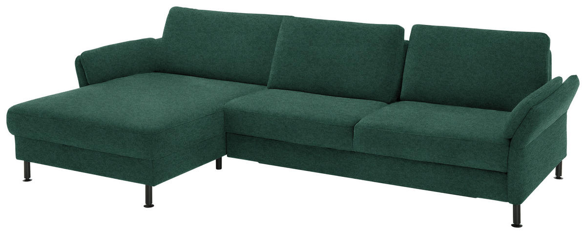 ECKSOFA  in Chenille, Flachgewebe Waldgrün  175/316 cm  - Waldgrün/Schwarz, Design, Textil/Metall (175/316cm) - Dieter Knoll