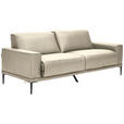 2,5-SITZER in Leder Creme  - Creme/Schwarz, Design, Leder/Metall (200/102/92cm) - Johann Jakob