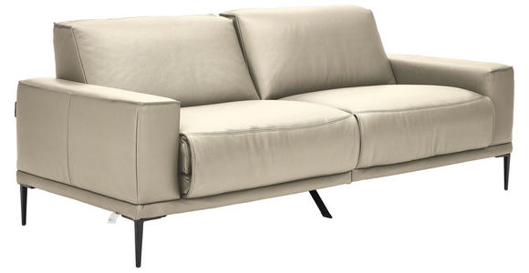 2,5-SITZER in Leder Creme - Creme/Schwarz, Design, Leder/Metall (200/102/92cm) - Johann Jakob