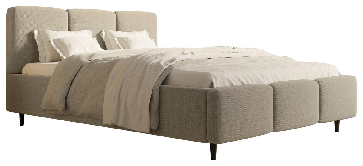 POLSTERBETT Lattenrost, Bettkasten 160/200 cm  in Taupe  - Taupe/Schwarz, Design, Holz/Textil (160/200cm) - Boxxx