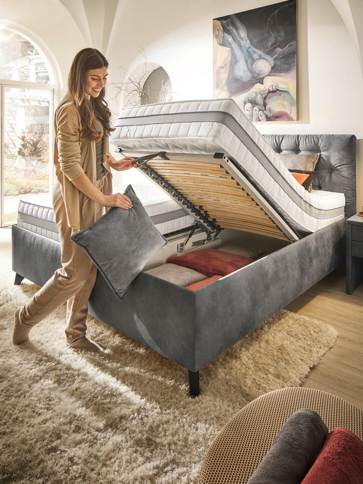 POLSTERBETT 180/200 cm, {[inkl. ],item.attr('349-543'),[, ]} - Schwarz/Weiß, Design, Holz/Textil (180/200cm) - Voleo