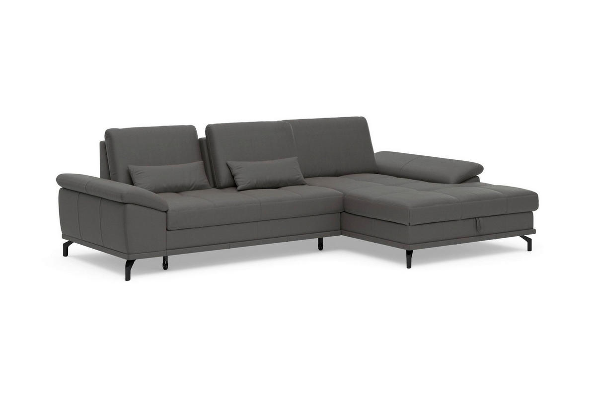 ROHOVÁ SEDAČKA, kůže, mokka - černá/mokka, Basics, kov/kůže (301/176cm) - Sit & More