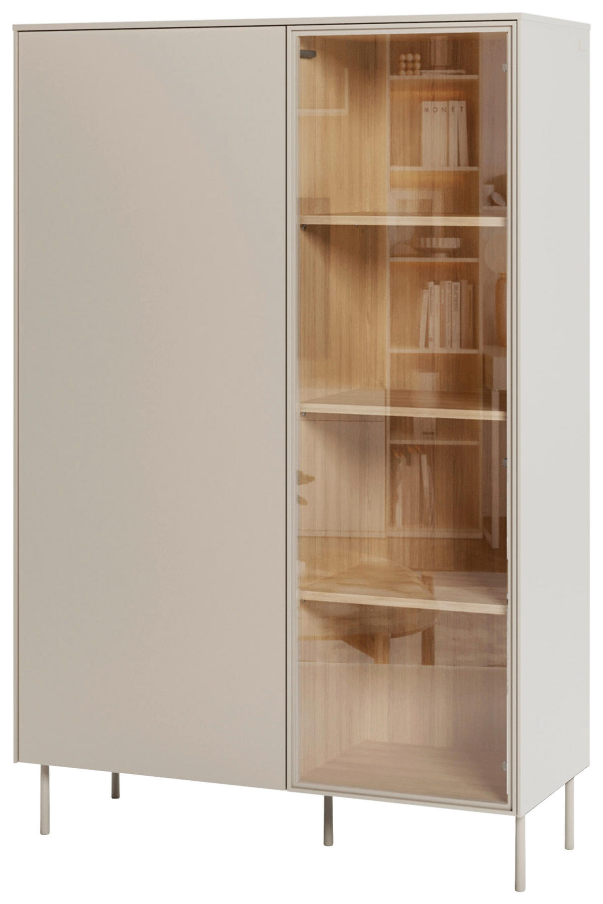 HIGHBOARD 102/156/41 cm Eichefarben, Kaschmir  102/156/41 cm  - Kaschmir/Eichefarben, MODERN, Glas/Holzwerkstoff (102/156/41cm) - Carryhome