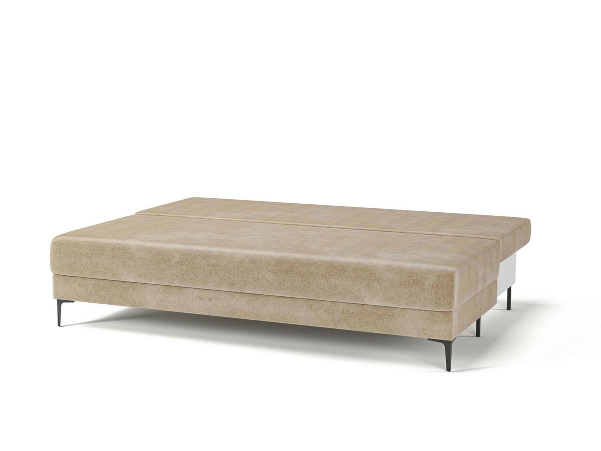 SCHLAFSOFA LEIPZIG in Velours Hellbraun  - Hellbraun/Schwarz, Design, Textil/Metall (200/78,5/88cm) - MID.YOU