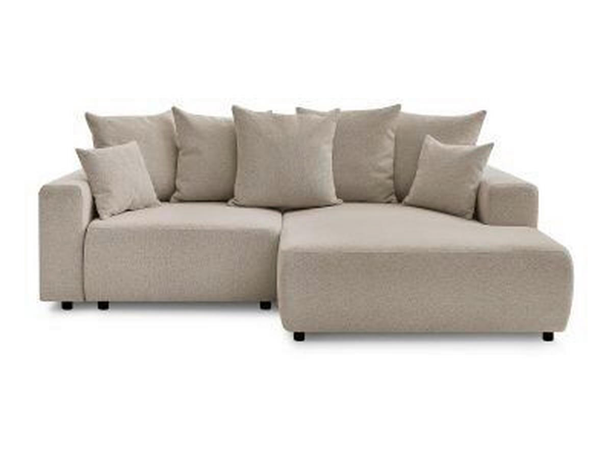 ECKSOFA Ottomane rechts  ATILLA Taupe Flachgewebe  - Taupe/Schwarz, MODERN, Kunststoff/Textil (244/149cm)