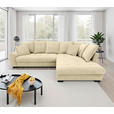 ECKSOFA Naturfarben Cord Rückenkissen, Armlehnenkissen, Bettkasten, Schlaffunktion, Rücken echt, Liegefläche im Originalstoff  - Schwarz/Naturfarben, KONVENTIONELL, Kunststoff/Textil (304/212cm) - Carryhome