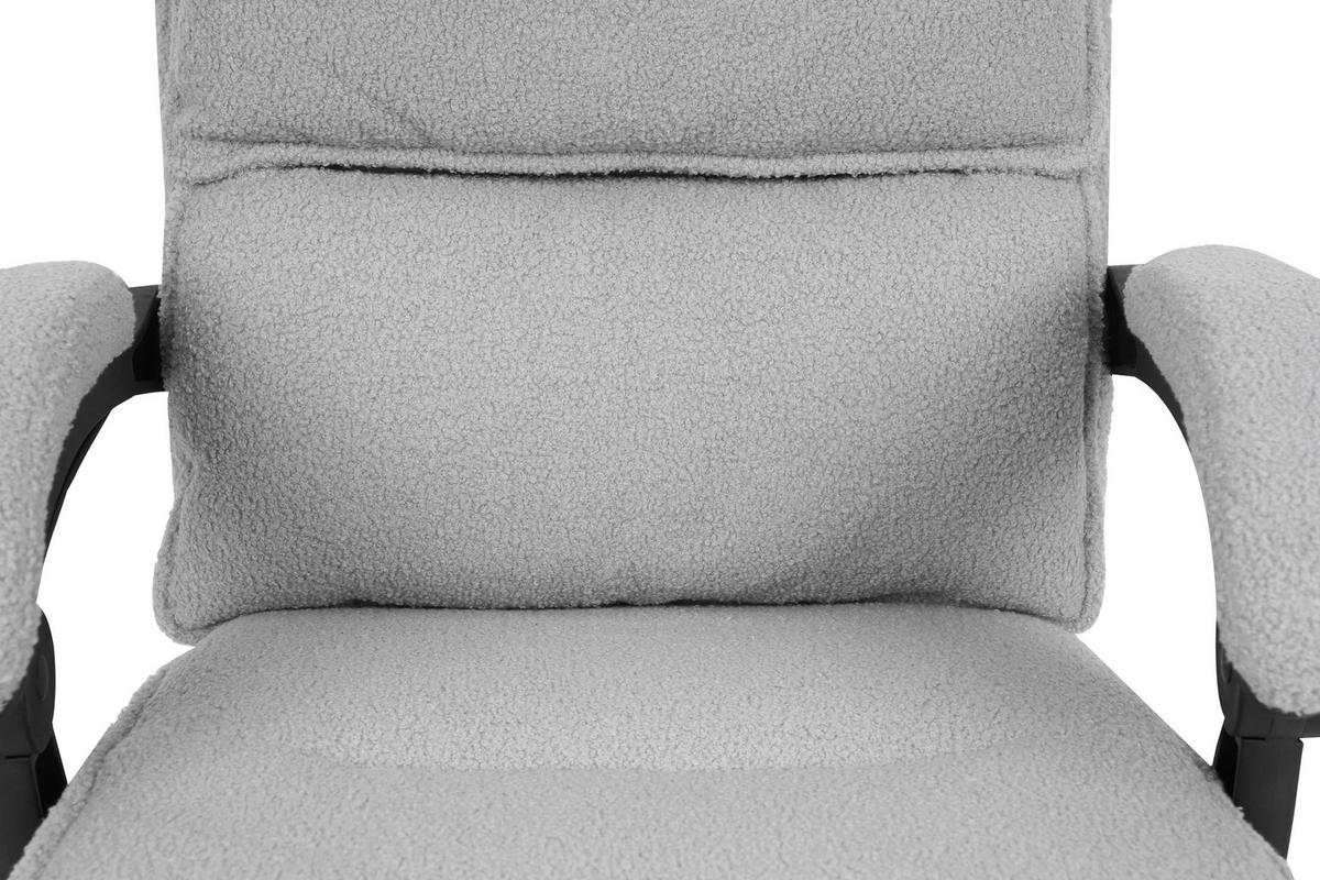 CHEFSESSEL Teddystoff Hellgrau  - Hellgrau/Schwarz, Design, Kunststoff/Textil (64,5/112/120/65cm) - Carryhome