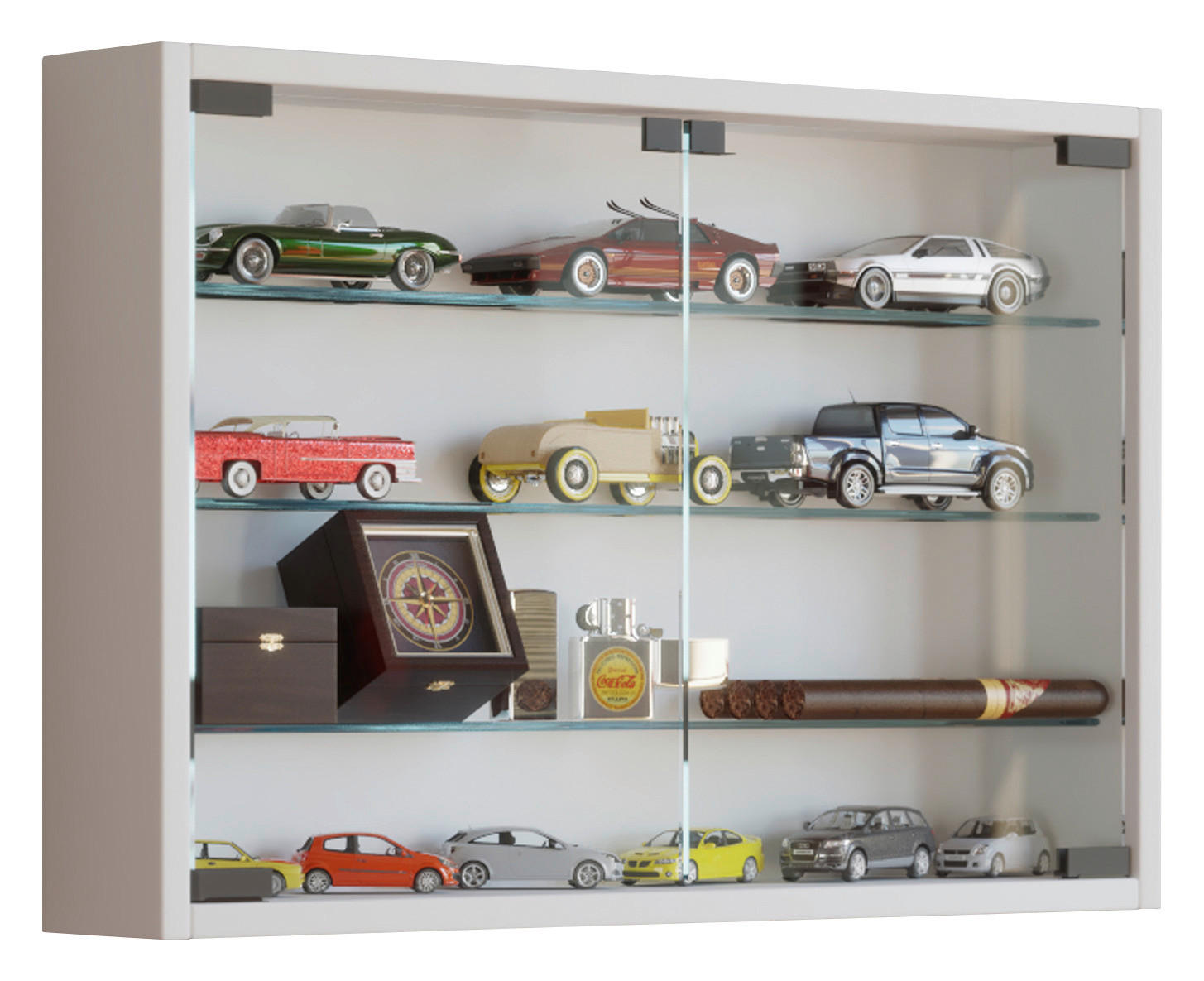 HÄNGEVITRINE Weiß Befestigungsmaterial - Transparent/Schwarz, KONVENTIONELL, Glas/Kunststoff (60/40/10cm) - MID.YOU