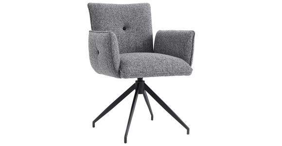 ARMLEHNSTUHL in Eisen Leinenoptik - Schwarz/Grau, Design, Textil/Metall (63/82/63cm) - Hom`in