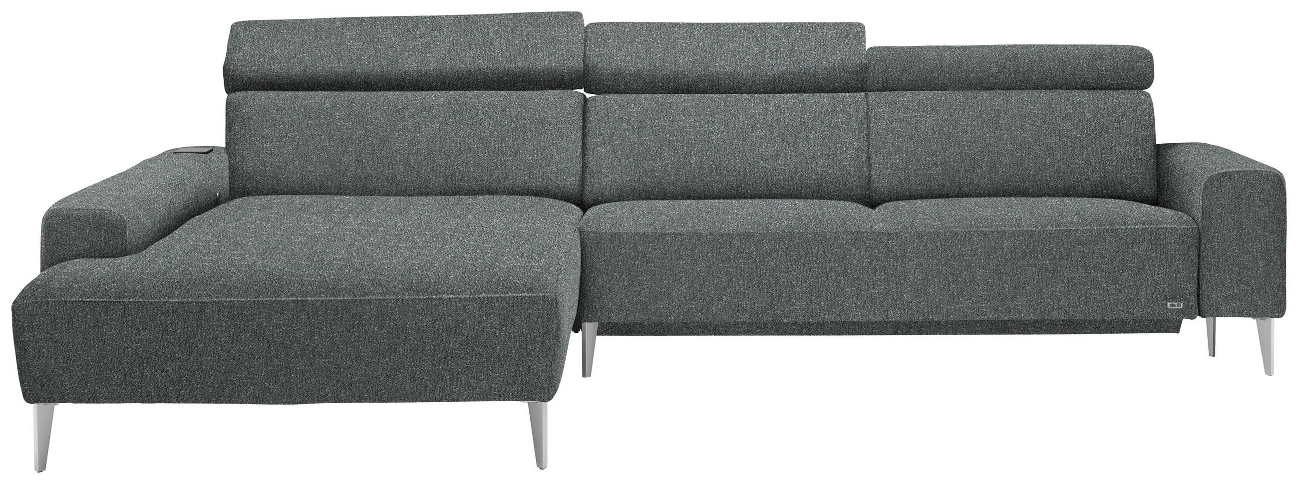ECKSOFA  in Mikrovelours Graugrün  205/308 cm  - Alufarben/Graugrün, Design, Textil/Metall (205/308cm) - Sedda