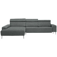 ECKSOFA  in Mikrovelours Graugrün  205/308 cm  - Alufarben/Graugrün, Design, Textil/Metall (205/308cm) - Sedda