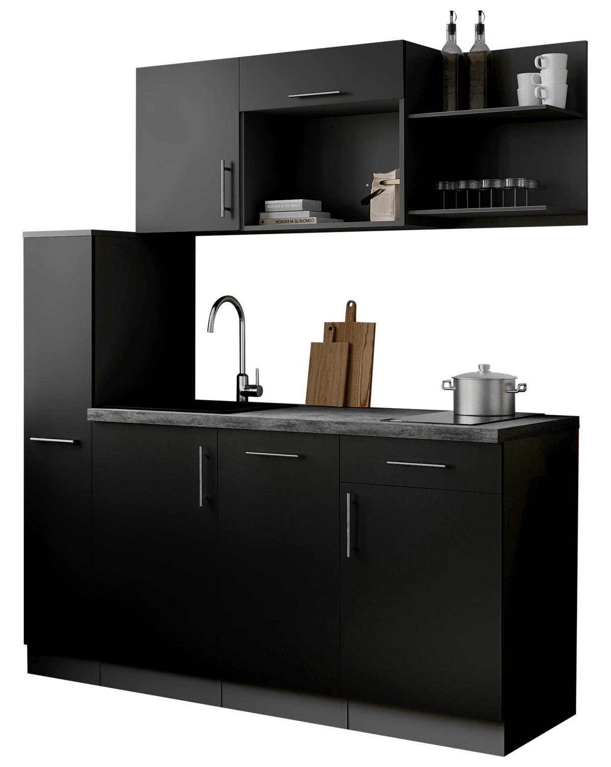 MODULKÖK 175 cm   i svart  - grå/svart, Trend, metall/trämaterial (175cm) - Respekta
