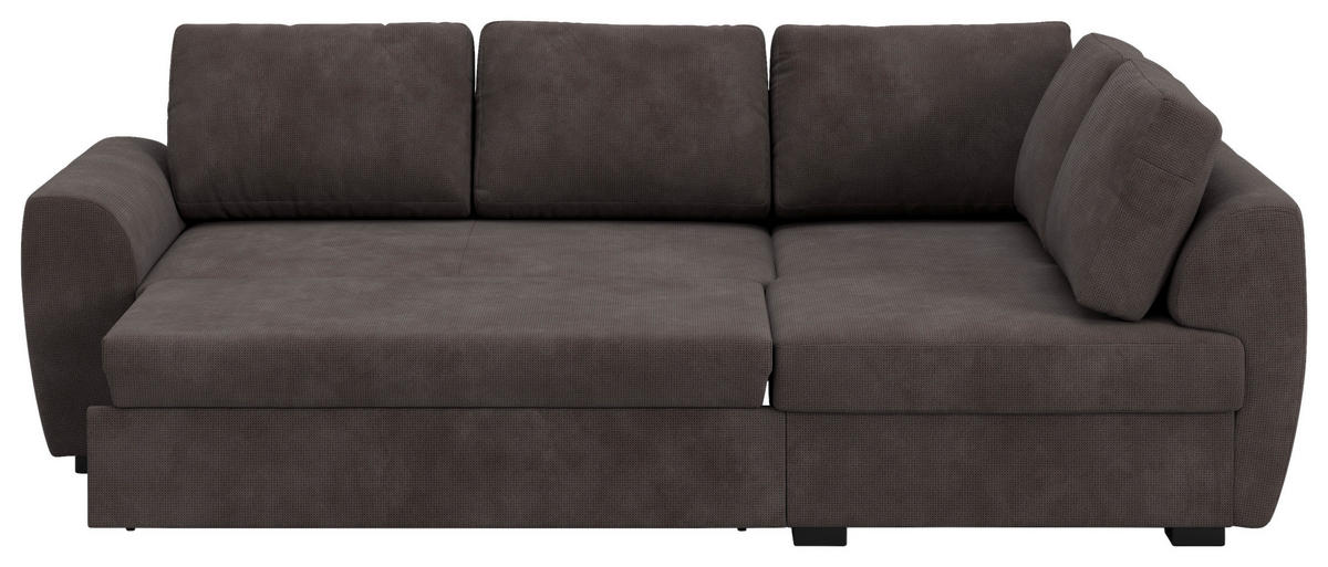 ECKSOFA Braun Mikrofaser Zierkissen, Bettkasten  - Schwarz/Braun, Trend, Kunststoff/Textil (253/154cm) - MID.YOU