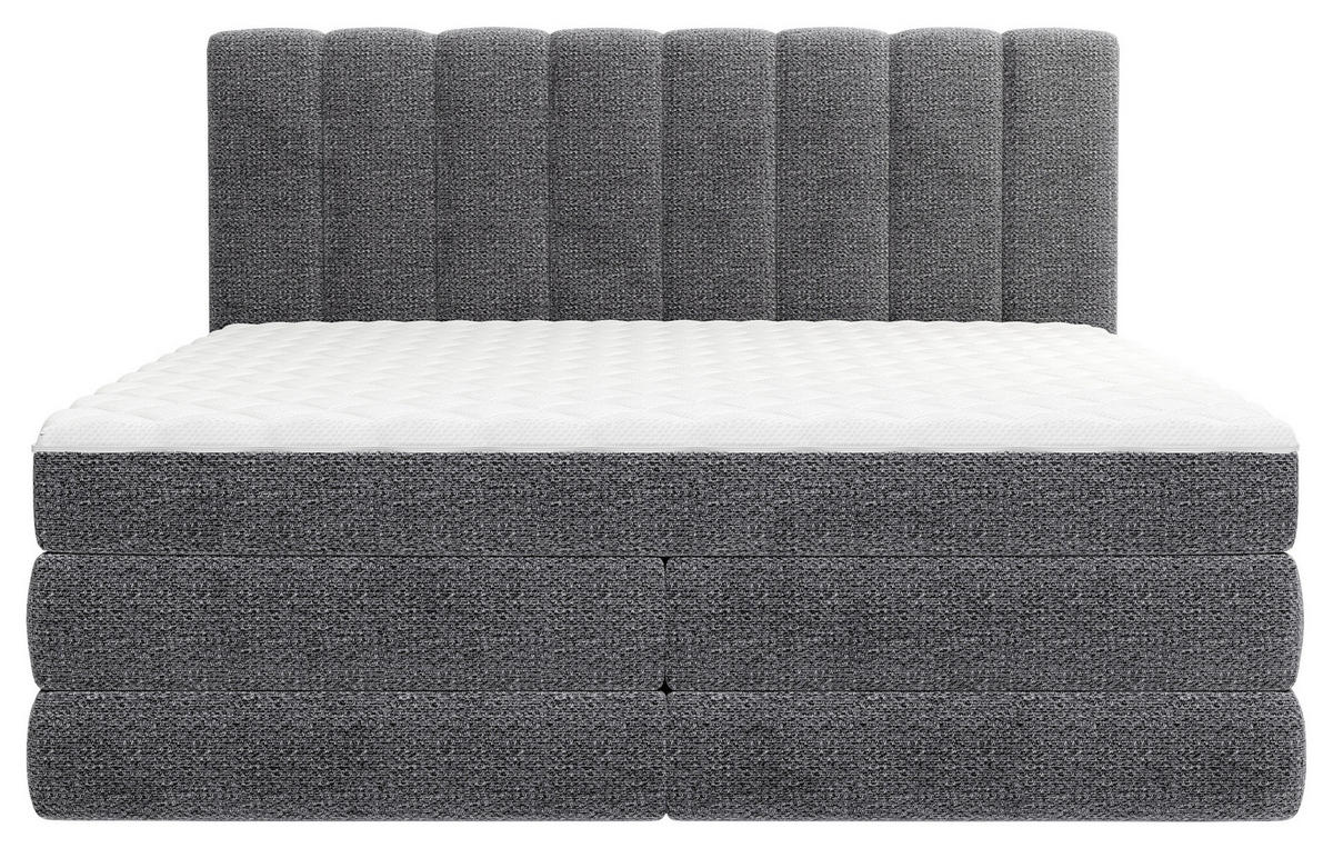 BOXSPRINGBETT 140/200 cm,  in Anthrazit, Bettkasten, Matratzen, H3 + H4 = fest + sehr fest  - Anthrazit/Schwarz, KONVENTIONELL, Kunststoff/Textil (140/200cm) - Carryhome