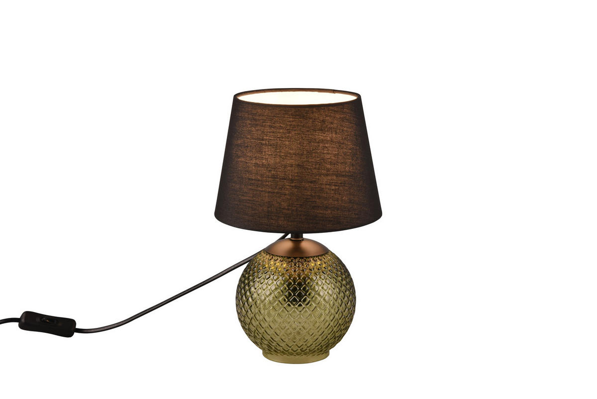 STONA LAMPA - zelena/crna, Osnovno, staklo/tekstil (18/29cm) - Novel
