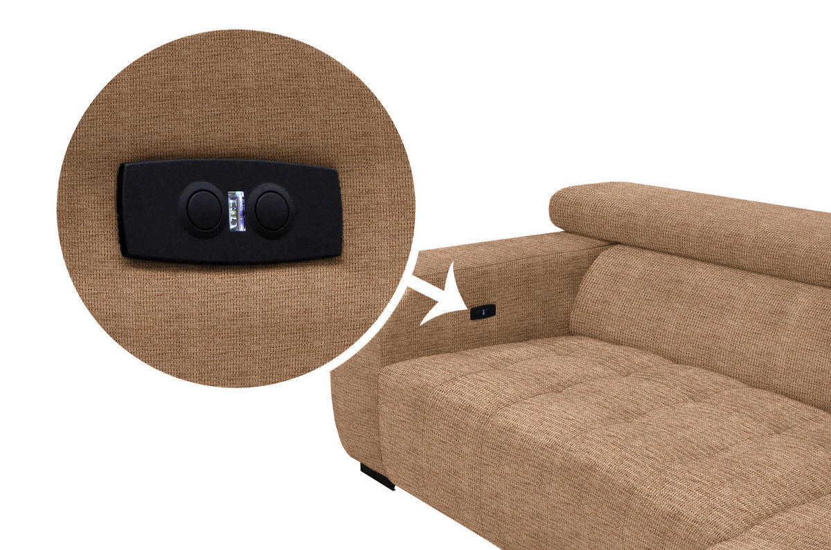 ECKSOFA in Webstoff Orange  - Schwarz/Orange, Konventionell, Textil/Metall (279/182cm) - Hom`in