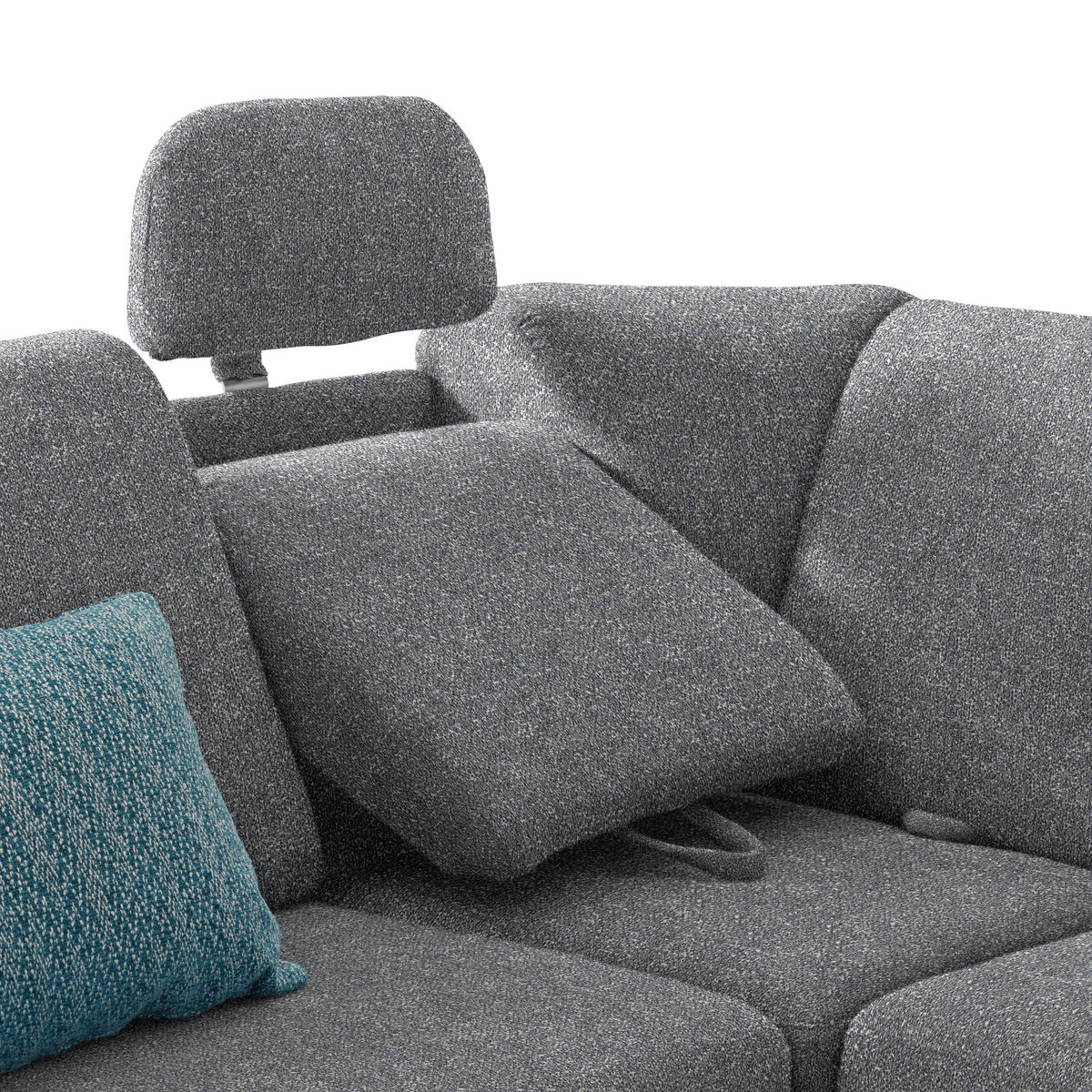 WOHNLANDSCHAFT  in Mikrovelours Grau  - Alufarben/Grau, KONVENTIONELL, Kunststoff/Textil (236/322/158cm) - Sedda