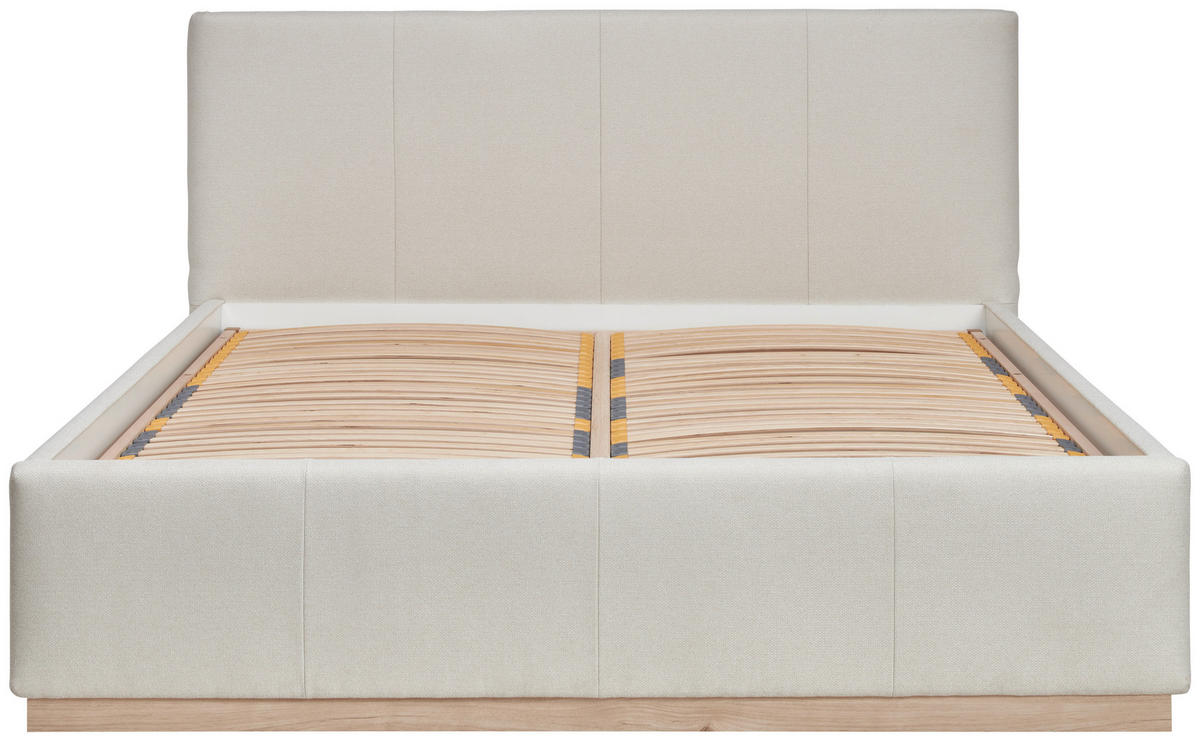 POLSTERBETT Beleuchtung, Lattenrost, Bettkasten Beige, Hickory 180/200 cm  - Birkefarben/Beige, Design, Holz/Holzwerkstoff (180/200cm) - Lomoco