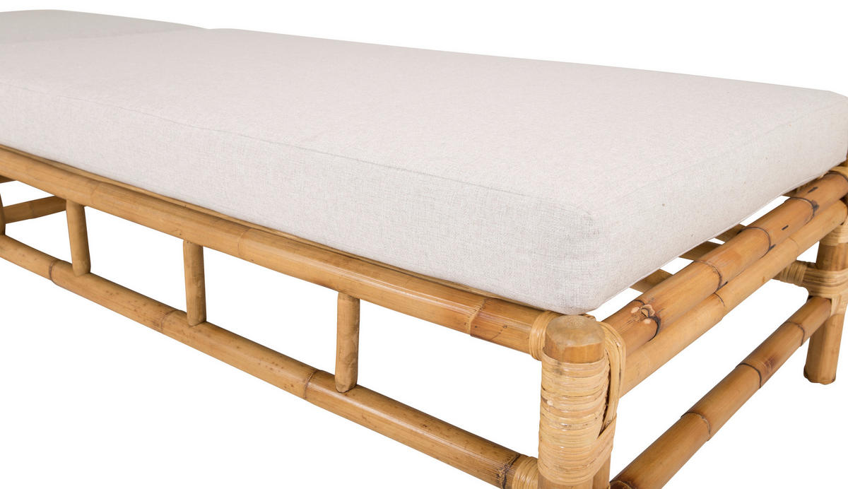 SONNENLIEGE 80/35/210 cm Bambus, Rattan  - Hellbraun/Creme, KONVENTIONELL, Holz/Textil (80/35/210cm) - Gardenson