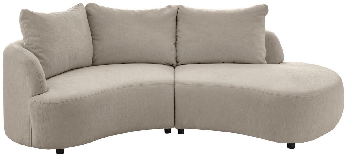 ECKSOFA Taupe Mikrofaser  - Taupe/Schwarz, MODERN, Kunststoff/Textil (139/250cm) - Livetastic