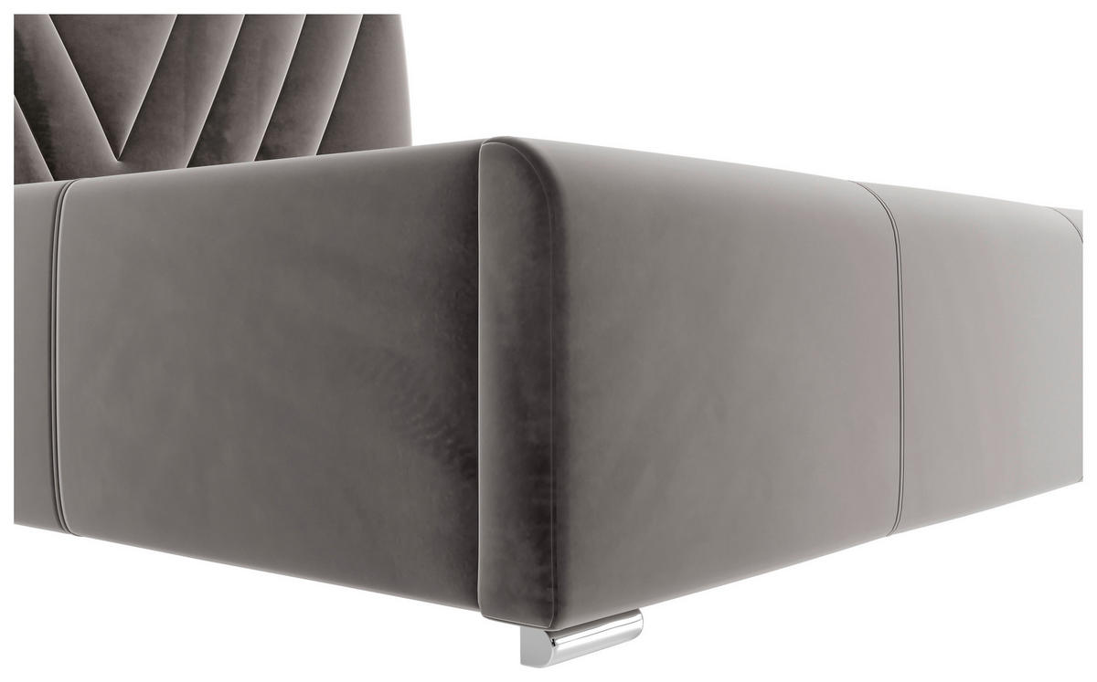 POLSTERBETT Bettkasten, Lattenrost 140/200 cm  in Dunkelgrau  - Chromfarben/Dunkelgrau, KONVENTIONELL, Holz/Kunststoff (140/200cm) - Boxxx