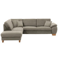 ECKSOFA in Mikrofaser Hellgrau  236/286 cm  - Wildeiche/Beige, KONVENTIONELL, Holz/Textil (236/286cm) - Voleo