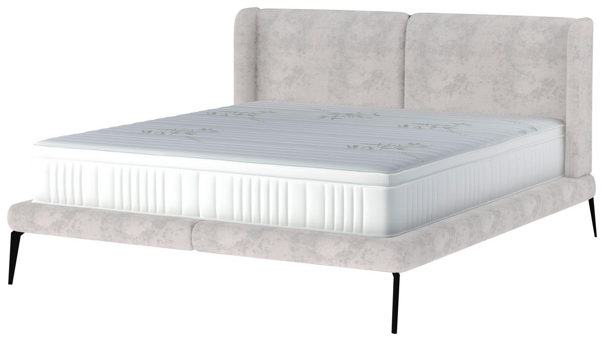 Polsterbett inkl. Matratze 180/200 cm  in Creme  - Weiss/Creme, Modern, Textil/Metall (180/200cm) - Livetastic