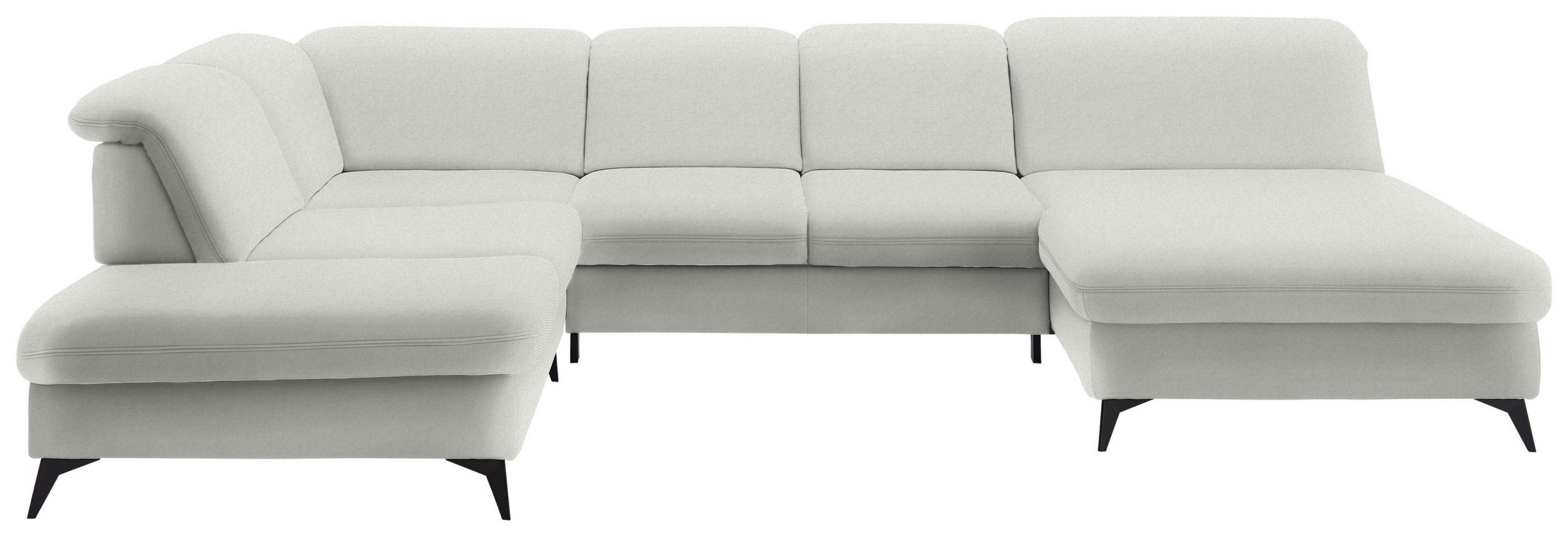 WOHNLANDSCHAFT Chenille Ecru  - Ecru/Schwarz, Design, Textil/Metall (255/369/198cm) - Beldomo Style