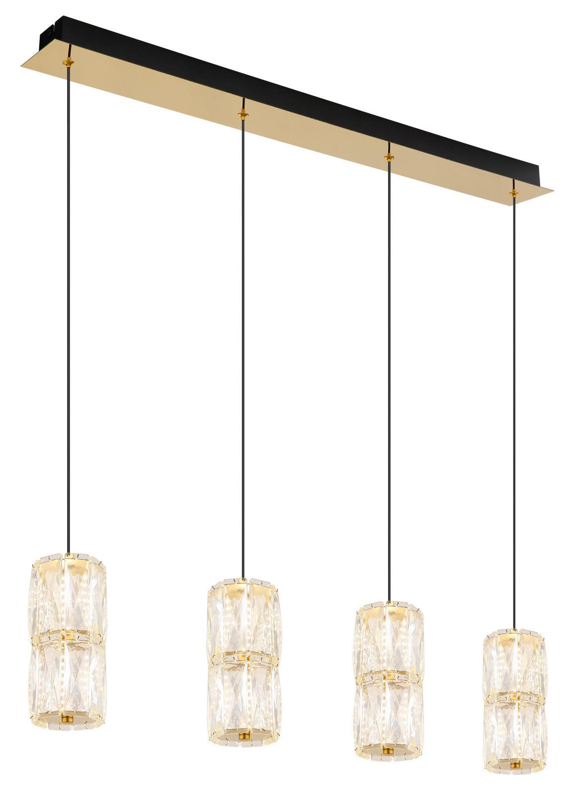 LED FÜGGŐLÁMPA 84.5/9.5/150 cm  - fekete/arany, Design, műanyag/Üveg (84.5/9.5/150cm)