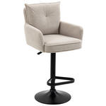 BARHOCKER Cord Schwarz, Beige Eisen Stoffauswahl, Sitzfläche 360° drehbar, inklusive Armlehnen  - Beige/Schwarz, Design, Textil/Metall (54/98-120/58cm) - Novel