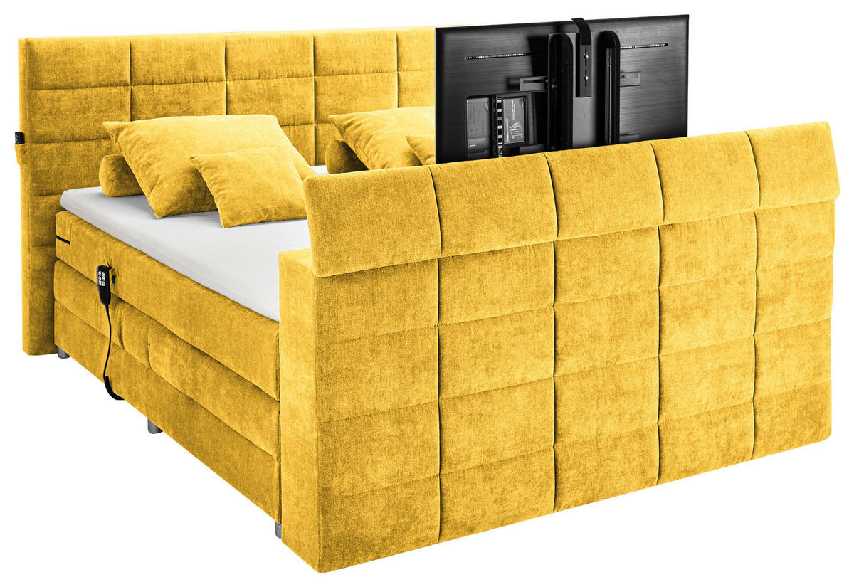 BOXSPRING-ÁGY 180/200 cm  sárga  - sárga, Konventionell, textil (180/200cm) - Carryhome