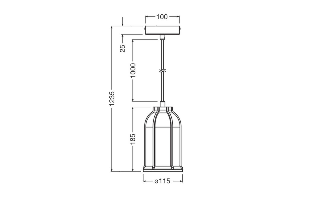 HÄNGELEUCHTE 11.5/123.5 cm  - Dunkelgrau, Basics, Stein/Metall (11.5/123.5cm) - Osram