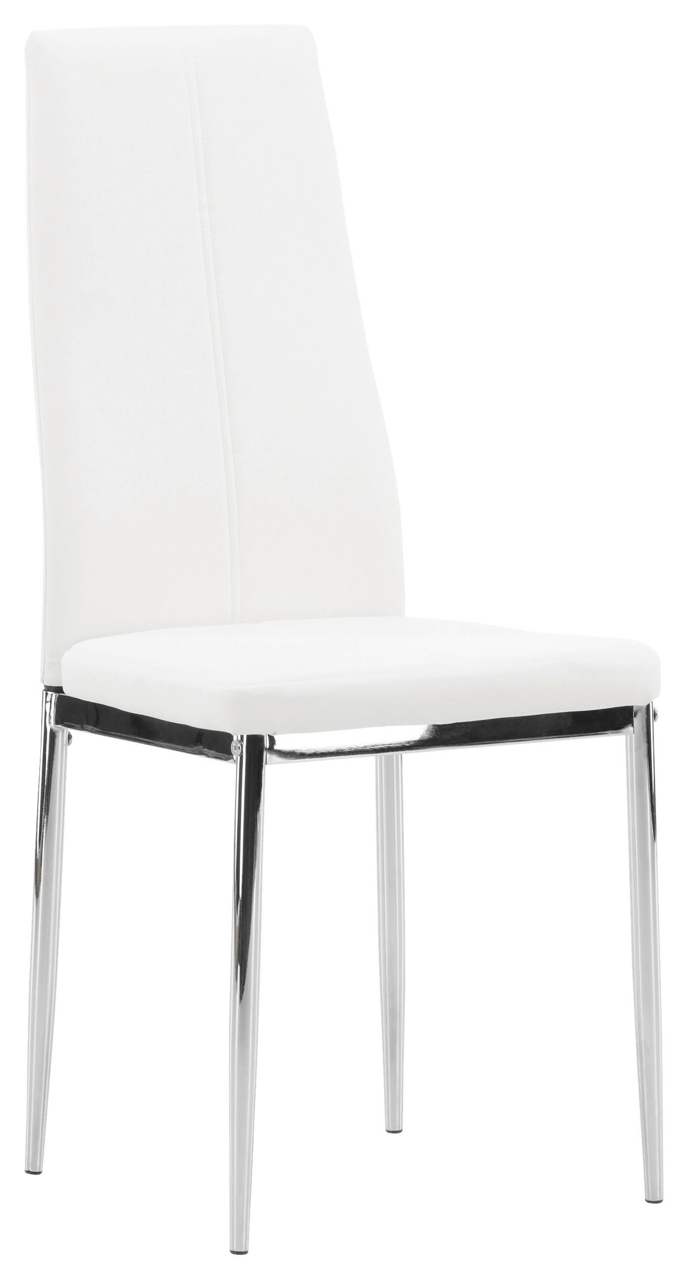 STUHL-SET 2 Stück  in Stahl Lederlook (vegan) Metall, Textil  - Silberfarben/Weiß, Design, Kunststoff/Textil (42/99/45cm) - Livetastic