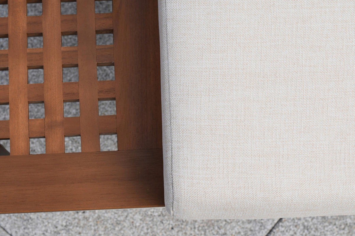 LOUNGEGARNITUR   Akazie Hartholz Aluminium  - Beige/Weiß, KONVENTIONELL, Holz/Textil - Gardenson