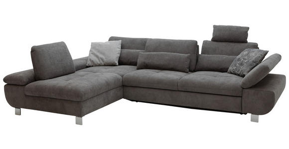 ECKSOFA Grau Webstoff Nierenkissen, Rücken echt  - Alufarben/Grau, Design, Textil (203/310cm) - Xora