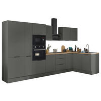 ECKKÜCHE 360/165 cm  in Graphitfarben  - Schwarz/Graphitfarben, Basics, Holzwerkstoff/Metall (360/165cm) - Carryhome