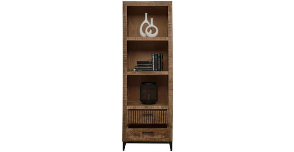 REGAL Naturfarben 60/180/40 cm - Schwarz/Naturfarben, ROMANTIK / LANDHAUS, Holz/Metall (60/180/40cm) - Carryhome
