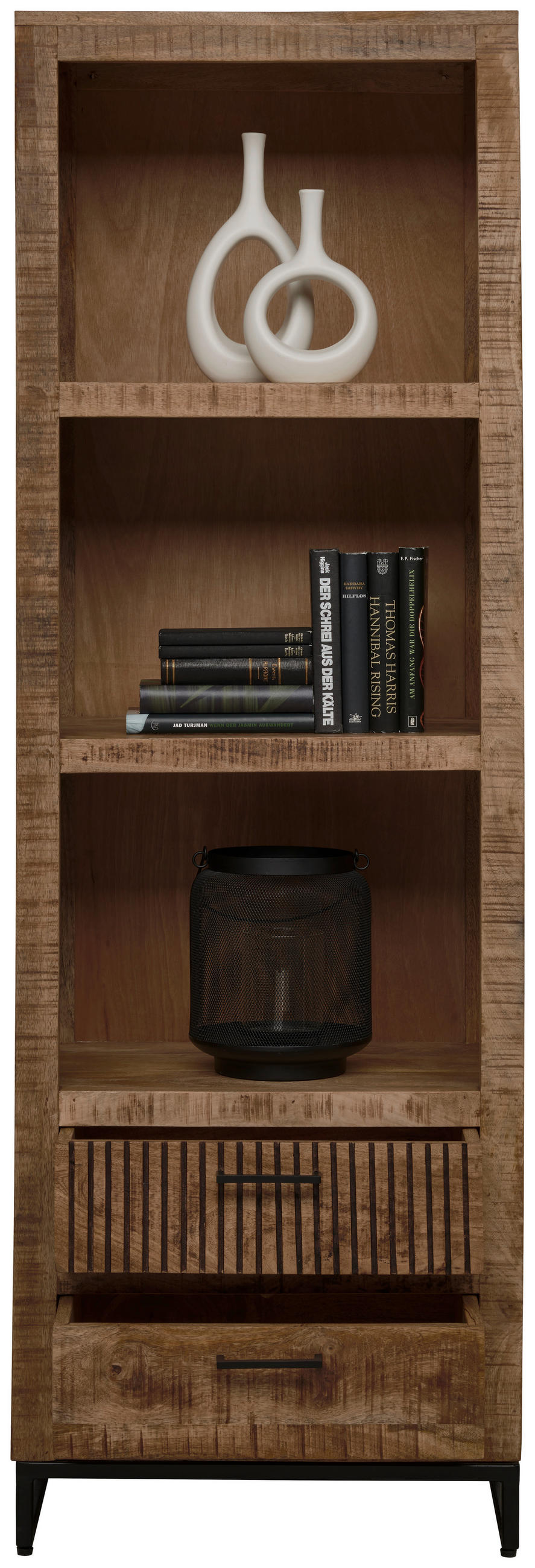 POLC 60/180/40 cm natúr  - fekete/natúr, Romantik / Landhaus, fém/fa (60/180/40cm) - Carryhome