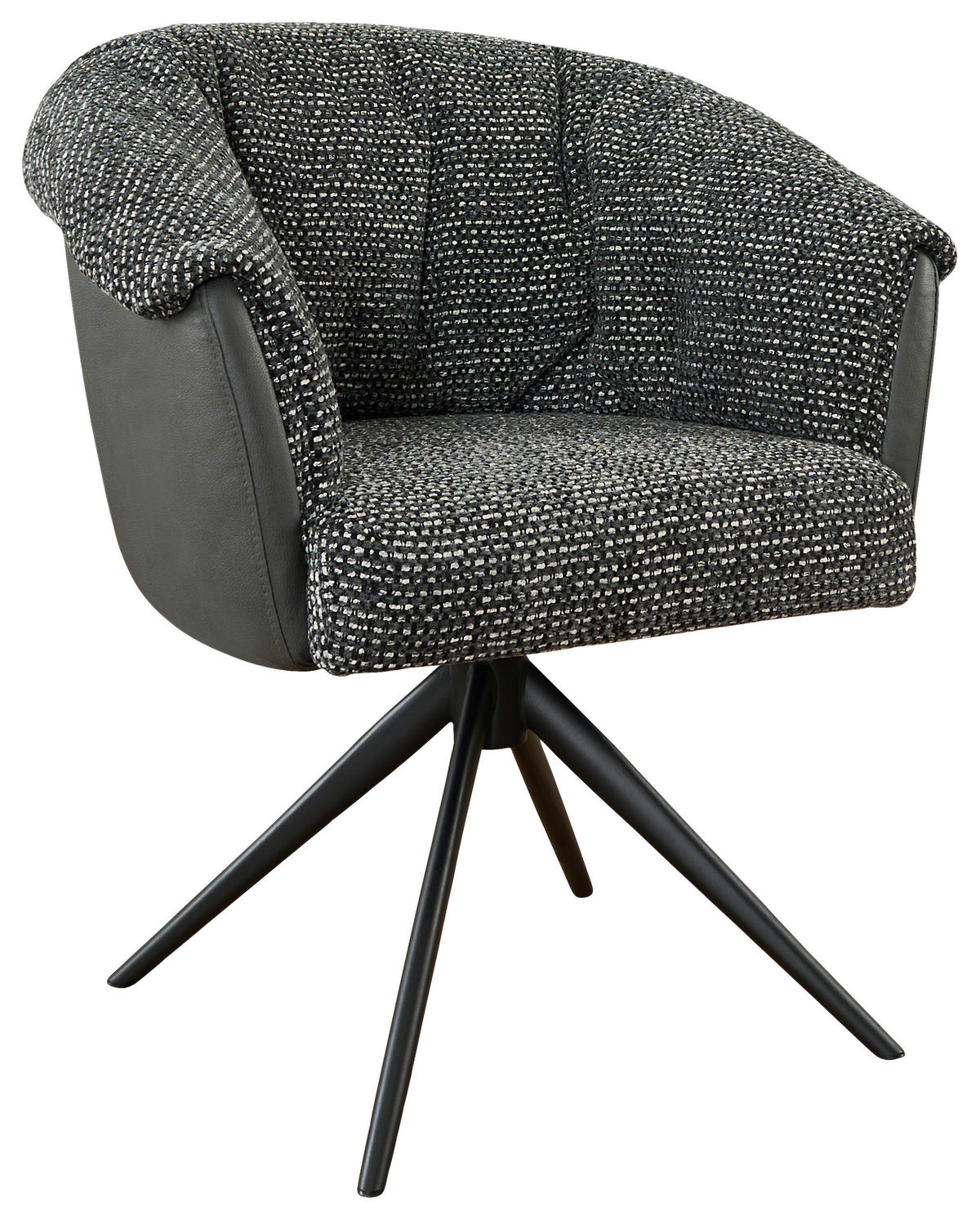 ARMLEHNSTUHL , Stoffauswahl, Sitzfläche 180° drehbar , Webstoff  - Dunkelgrau/Schwarz, Design, Textil/Metall (69/80/68cm) - Novel