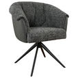 ARMLEHNSTUHL  Stoffauswahl, Sitzfläche 180° drehbar Webstoff  - Dunkelgrau/Schwarz, Design, Textil/Metall (69/80/68cm) - Novel