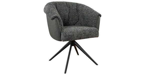 ARMLEHNSTUHL  Stoffauswahl, Sitzfläche 180° drehbar Webstoff  - Dunkelgrau/Schwarz, Design, Textil/Metall (69/80/68cm) - Novel
