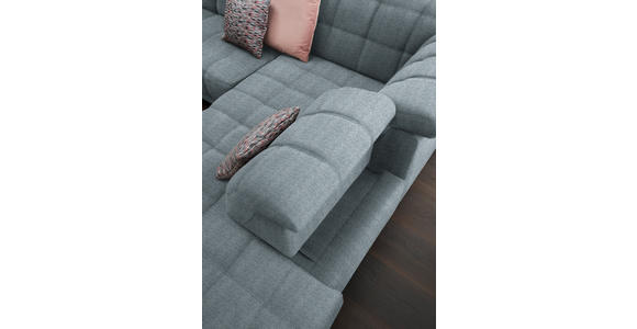 ECKSOFA in Webstoff Hellblau  302/216 cm  - Schwarz/Hellblau, Design, Holz/Textil (302/216cm) - Xora