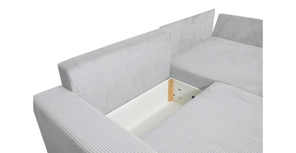 ECKSOFA Grau Cord - Schwarz/Grau, KONVENTIONELL, Kunststoff/Textil (245/153cm) - Carryhome