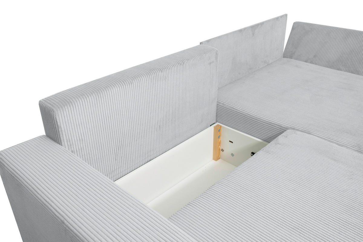 ECKSOFA Grau Cord  - Schwarz/Grau, KONVENTIONELL, Kunststoff/Textil (245/153cm) - Carryhome