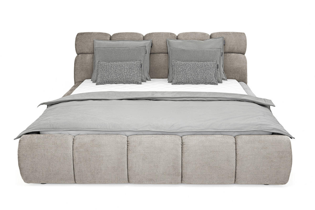 POLSTERBETT 180/200 cm  in Hellbraun  - Hellbraun/Schwarz, Design, Kunststoff/Textil (180/200cm) - Esposa