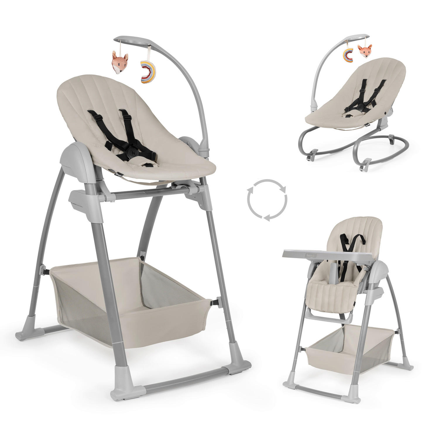 Hauck Hochstuhl-Set Sit N Relax 3in1 Beige 56x106x85 cm