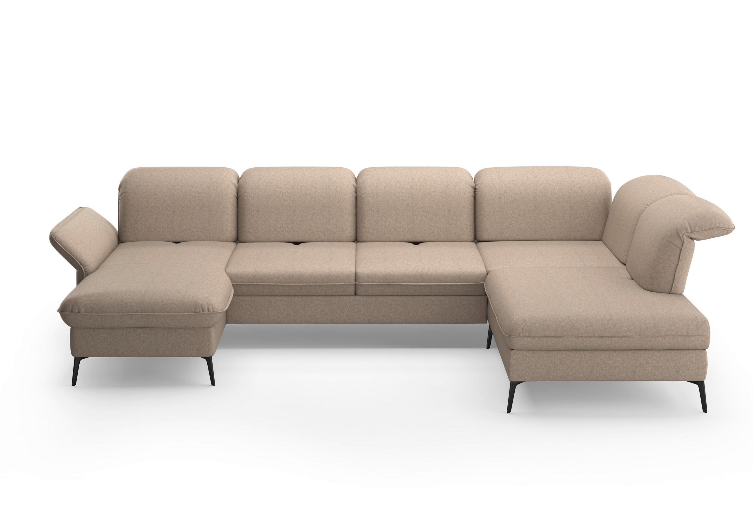 WOHNLANDSCHAFT in Flachgewebe Taupe  - Taupe/Schwarz, KONVENTIONELL, Textil/Metall (198/359/231cm) - Sit & More