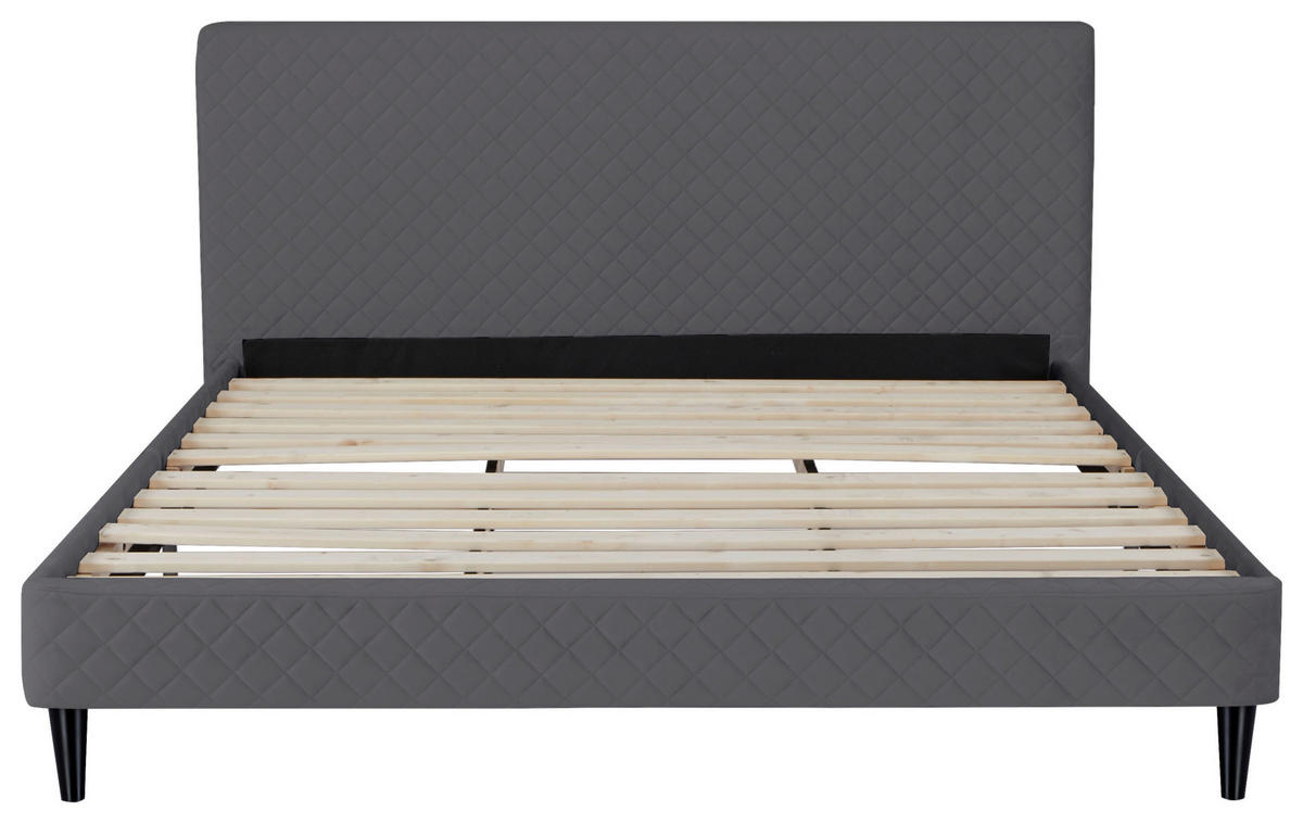 POLSTERBETT Lattenrost 180/200 cm  in Grau  - Schwarz/Naturfarben, Design, Holz/Kunststoff (180/200cm) - Boxxx